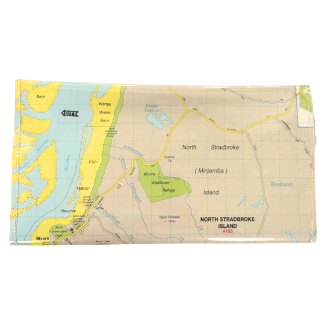 Recycled Street Map Wallet - North Stradbroke | Minjerriba Island