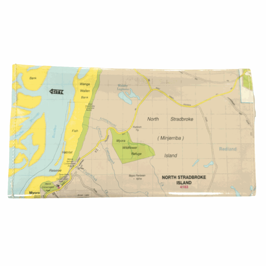 Recycled Street Map Wallet - North Stradbroke | Minjerriba Island