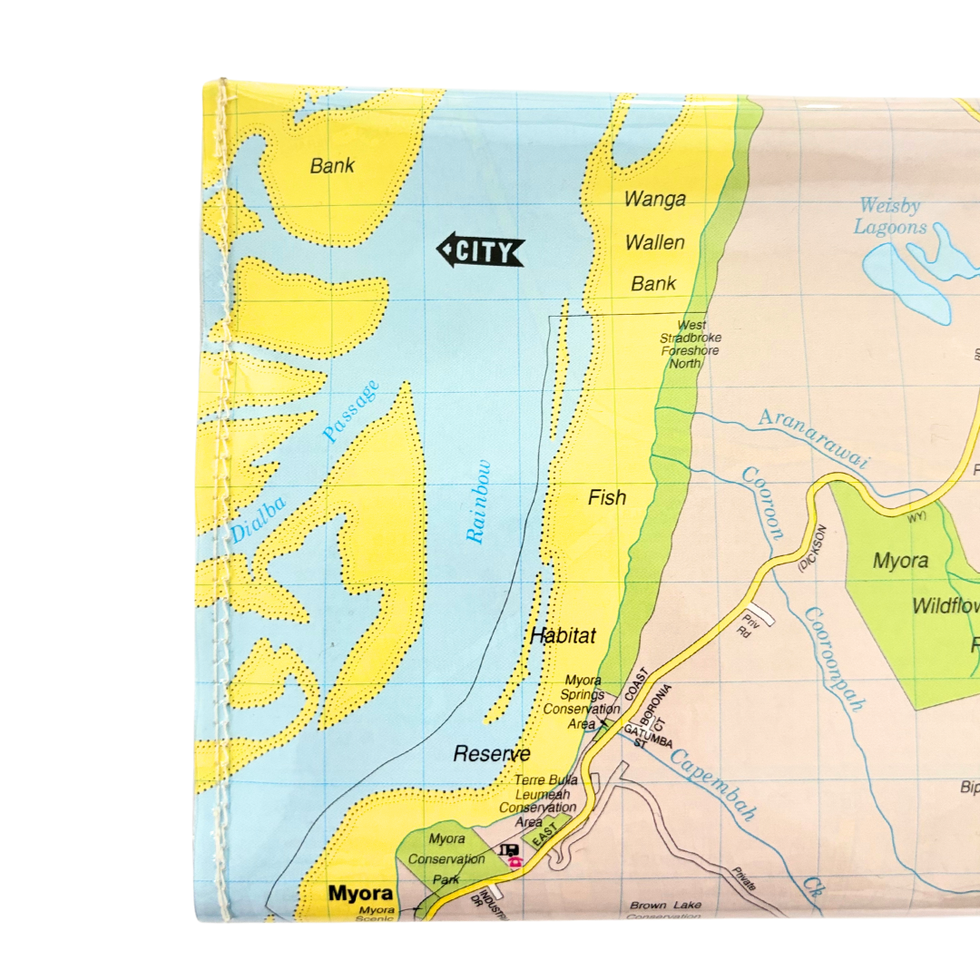 Recycled Street Map Wallet - North Stradbroke | Minjerriba Island