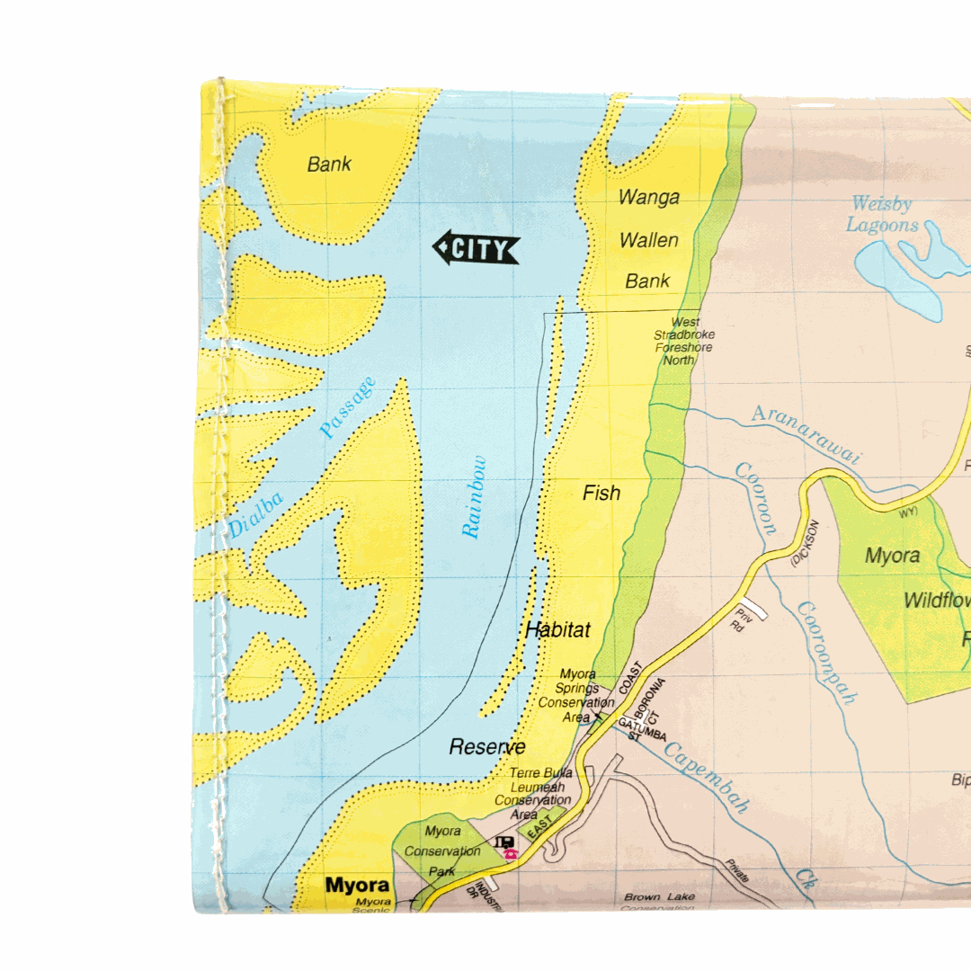 Recycled Street Map Wallet - North Stradbroke | Minjerriba Island