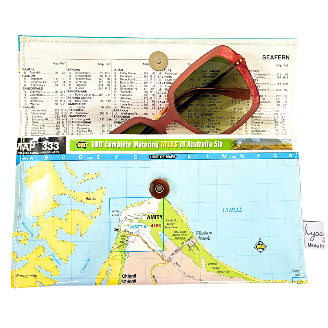 Recycled Street Map Wallet - North Stradbroke | Minjerriba Island
