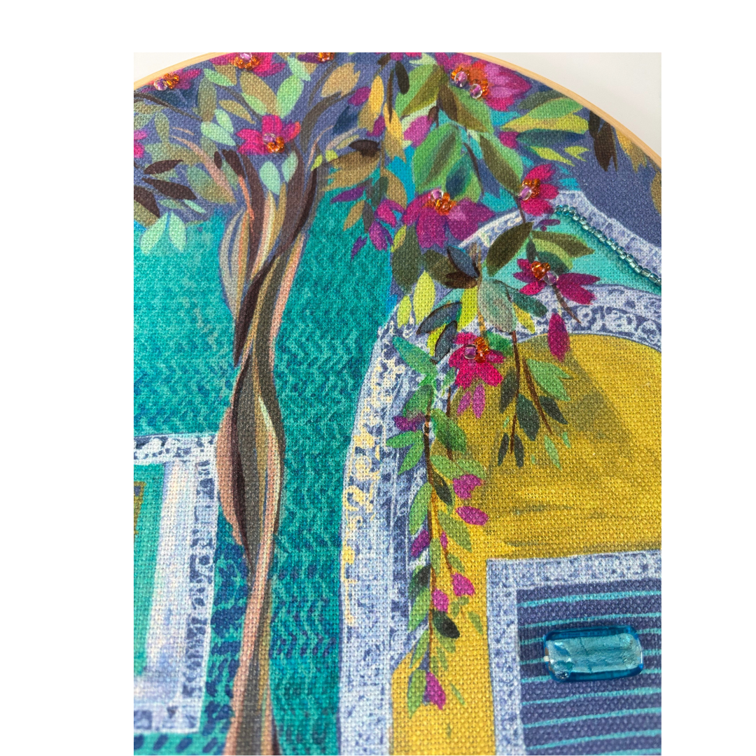 Evening in Morocco - Embellished fabric wall hanging
