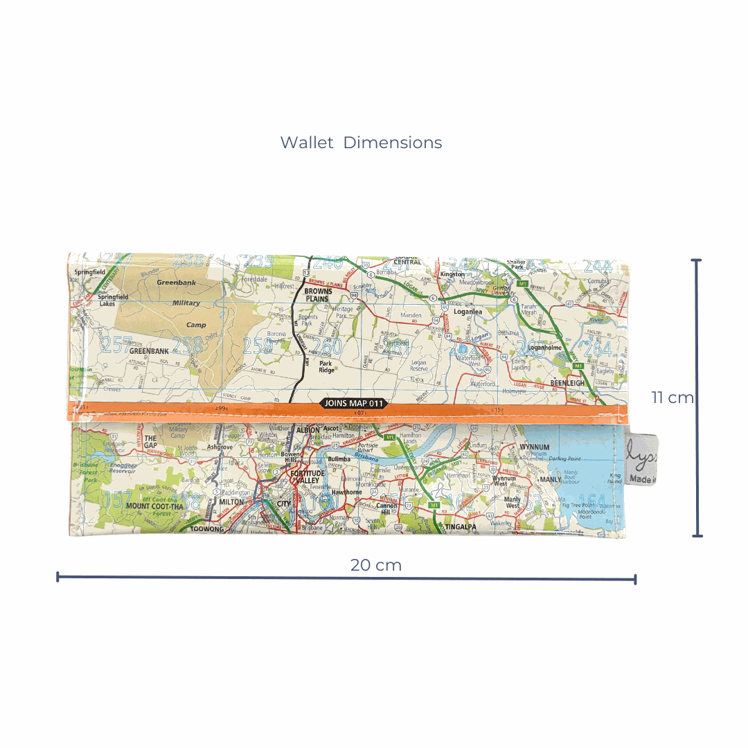 Recycled Street Map Wallet - Brisbane and Surrounding Suburbs