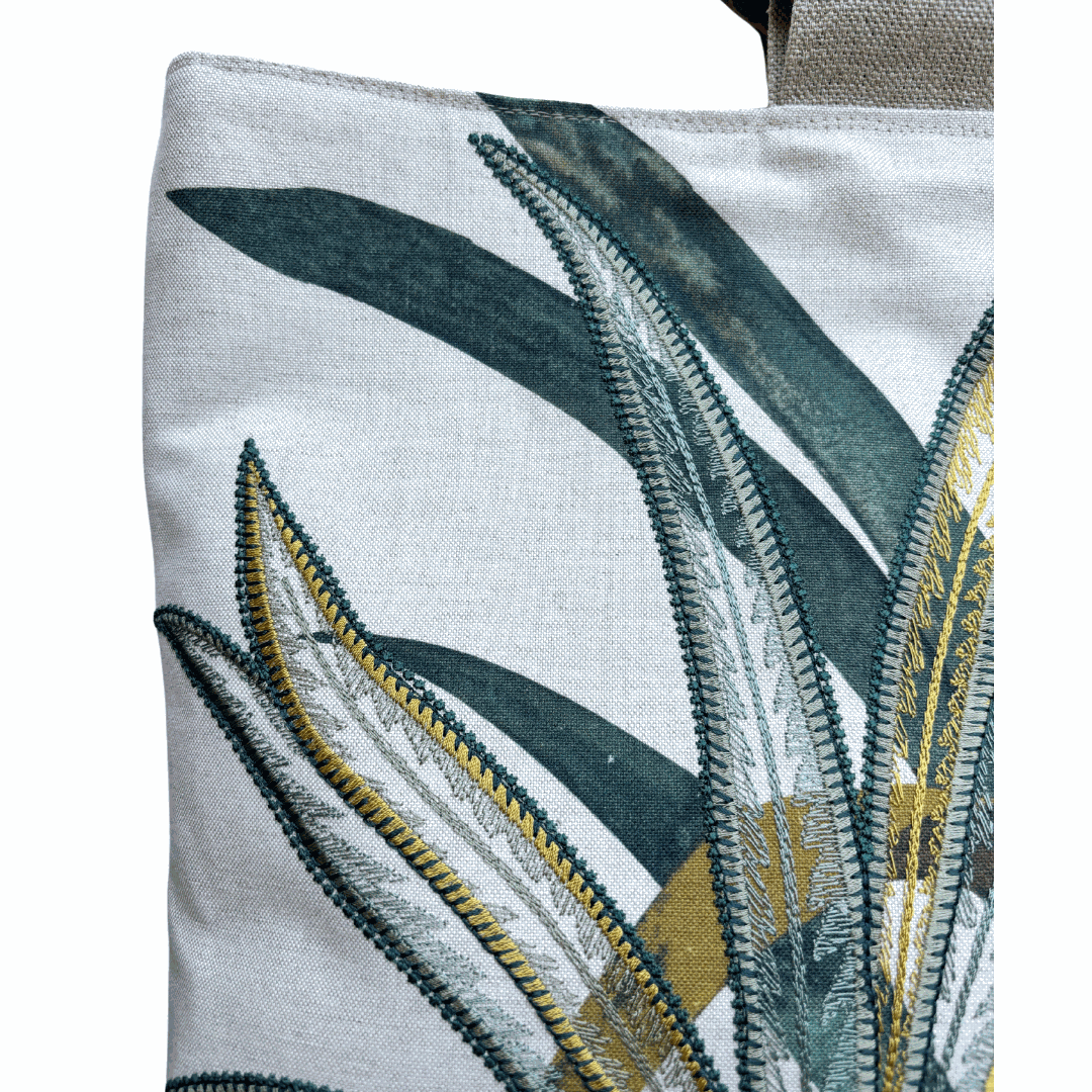 Port Douglas Days Large Shopper with Rattan Handles (Green)