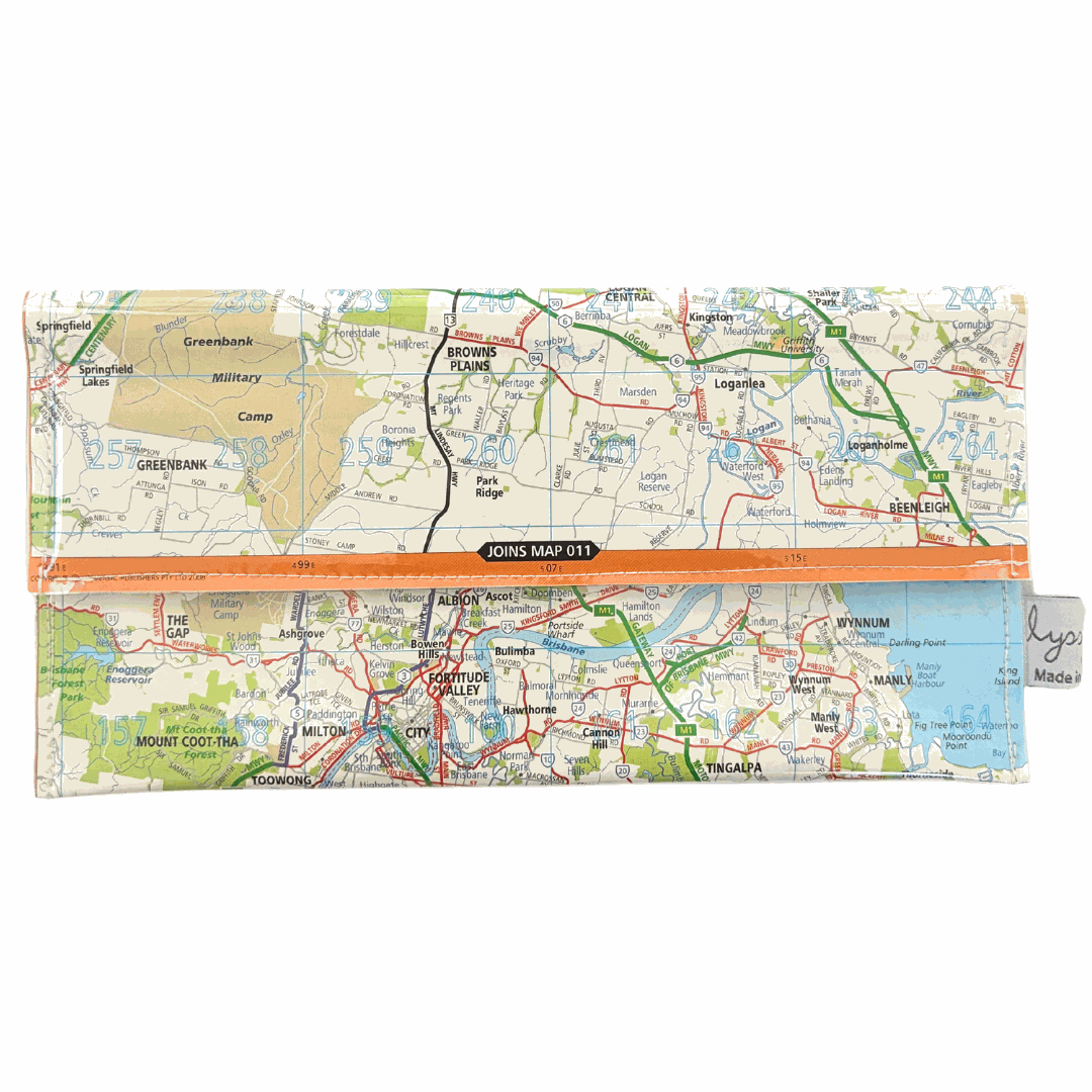 Recycled Street Map Wallet - Brisbane and Surrounding Suburbs