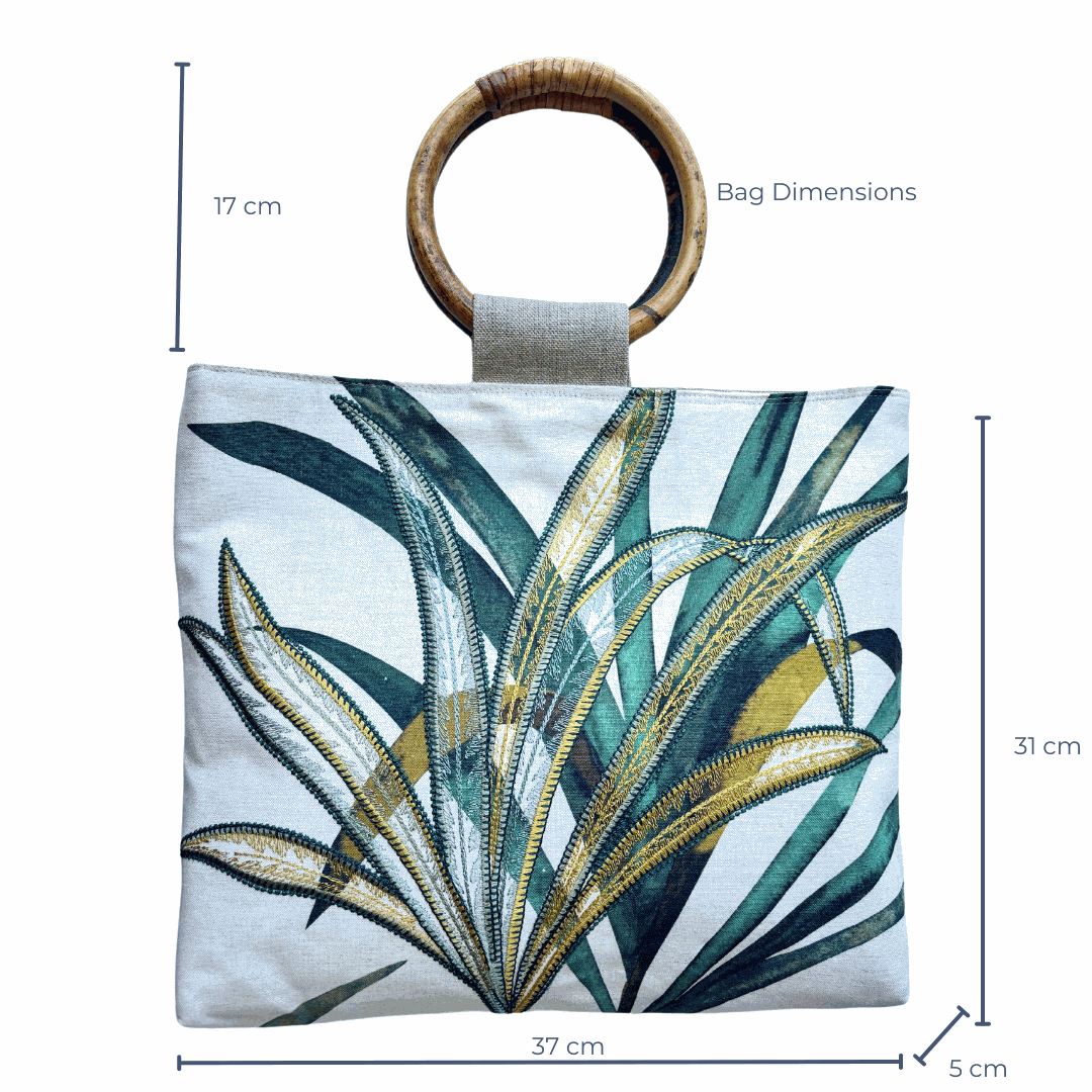 Port Douglas Days Large Shopper with Rattan Handles (Green)