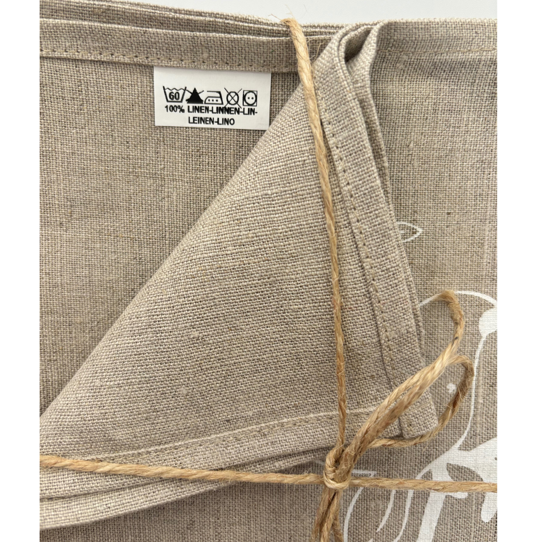 Christmas Deer and Garland Linen Napkins - White (Set of 4)