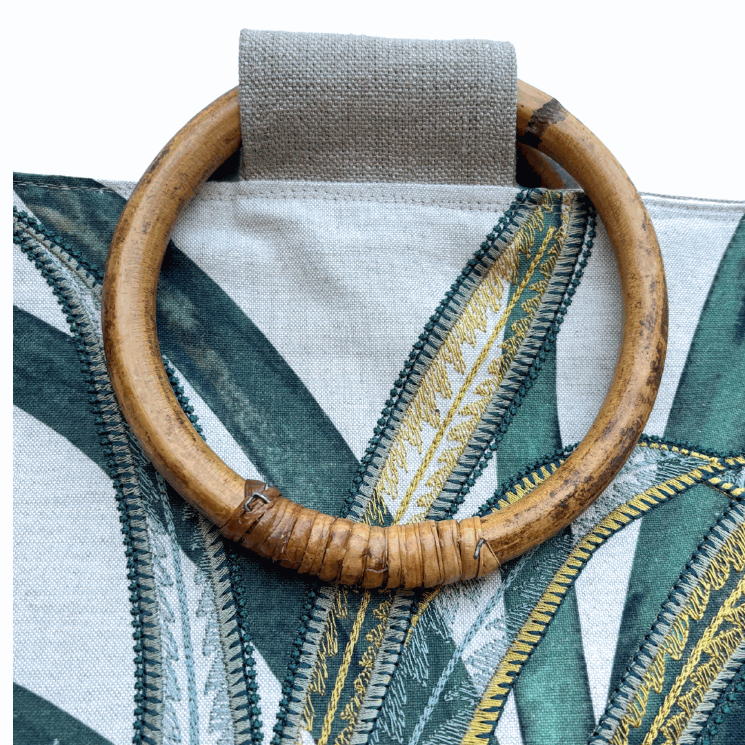 Port Douglas Days Large Shopper with Rattan Handles (Green)
