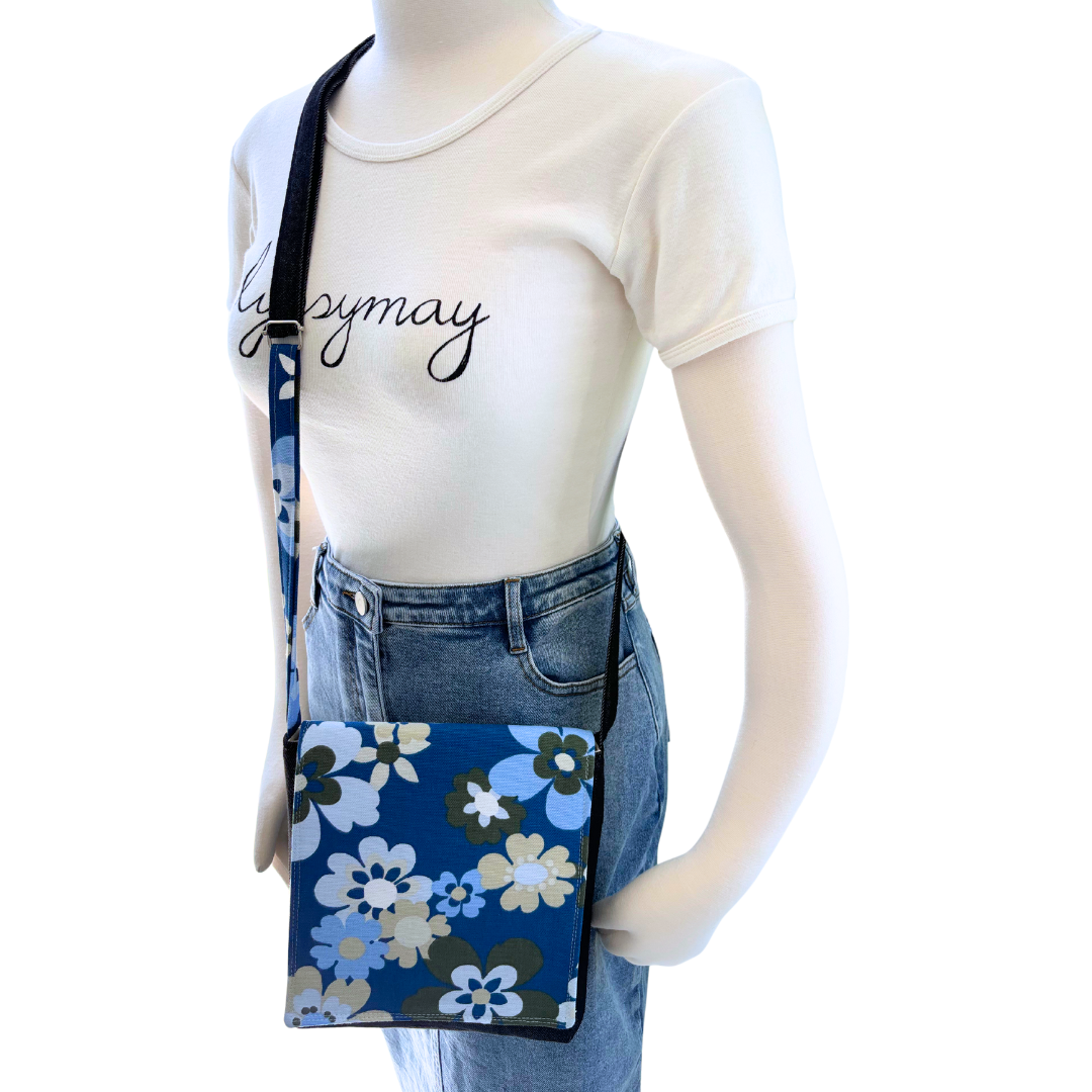 Fresh Flowers Cross Body Dark Denim Satchel