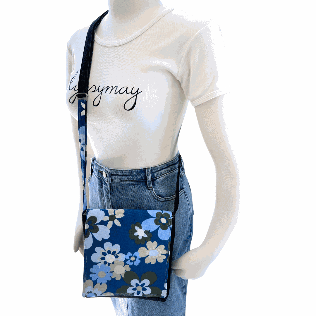 Fresh Flowers Cross Body Dark Denim Satchel
