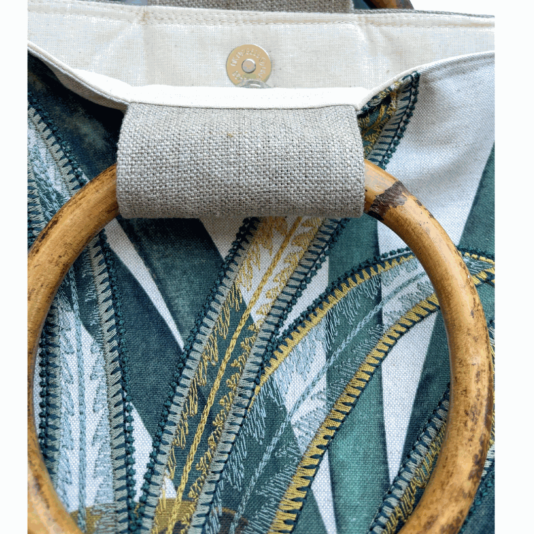 Port Douglas Days Large Shopper with Rattan Handles (Green)