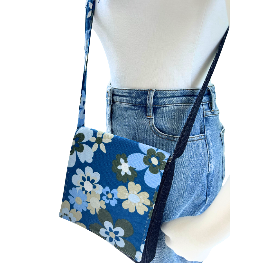 Fresh Flowers Cross Body Dark Denim Satchel