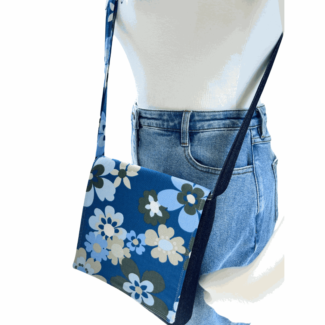 Fresh Flowers Cross Body Dark Denim Satchel