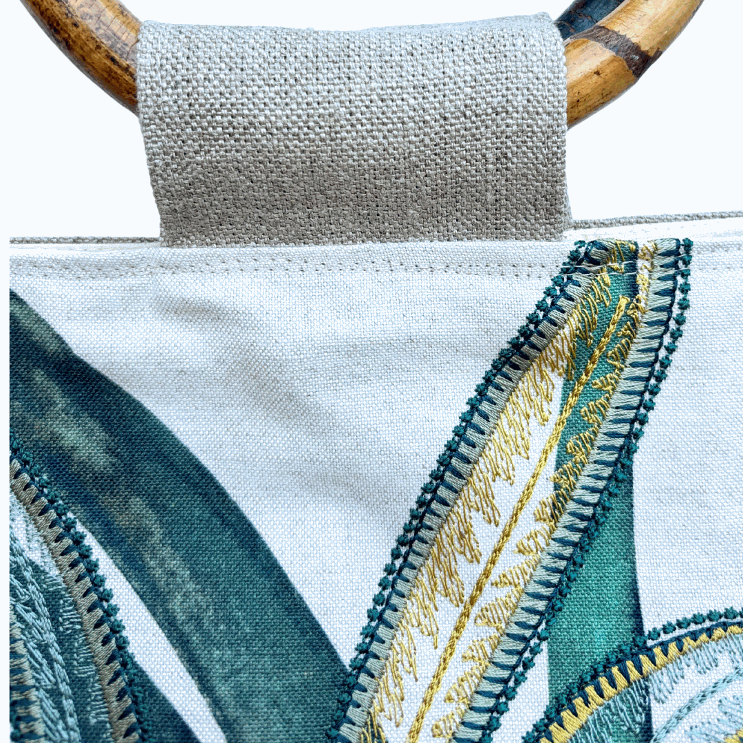 Port Douglas Days Large Shopper with Rattan Handles (Green)