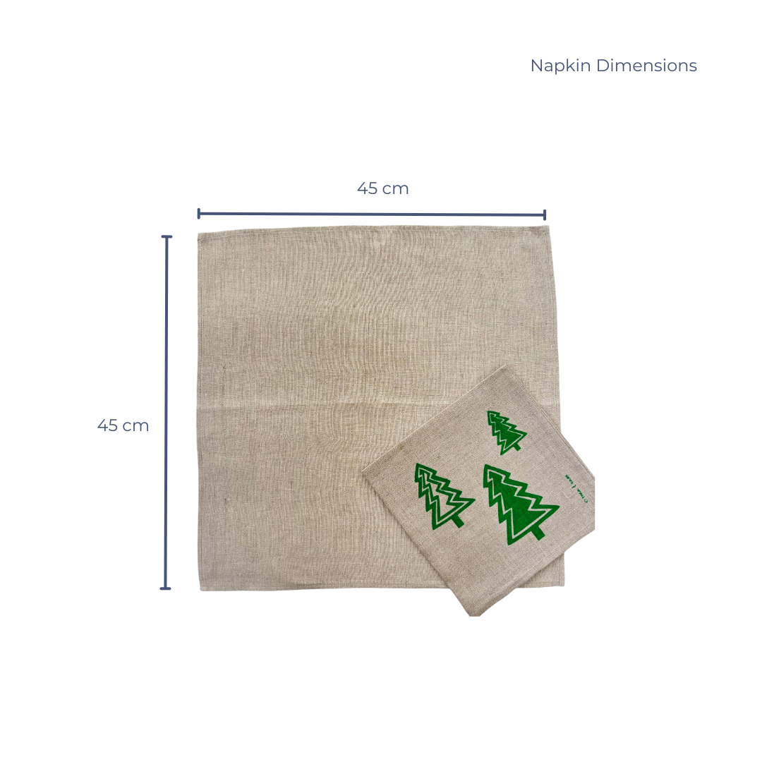 Christmas Trees Linen Napkin - Emerald Green (Set of 4)