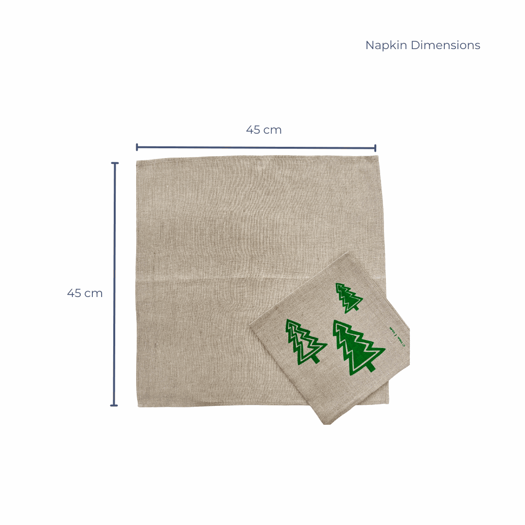 Christmas Trees Linen Napkin - Emerald Green (Set of 4)