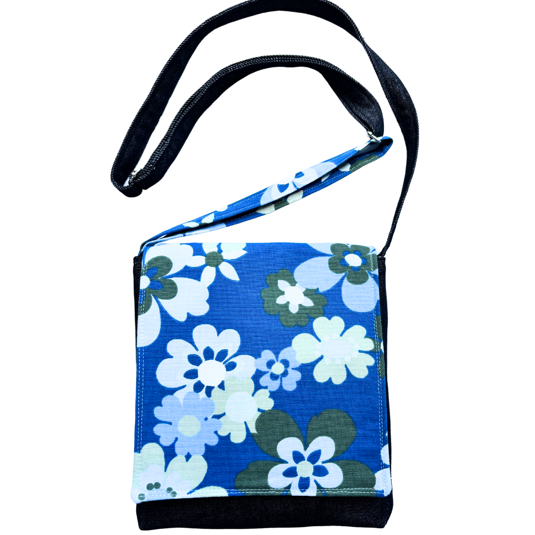 Fresh Flowers Cross Body Dark Denim Satchel