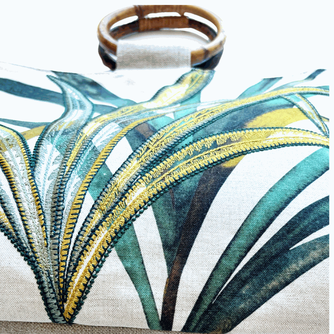 Port Douglas Days Large Shopper with Rattan Handles (Green)