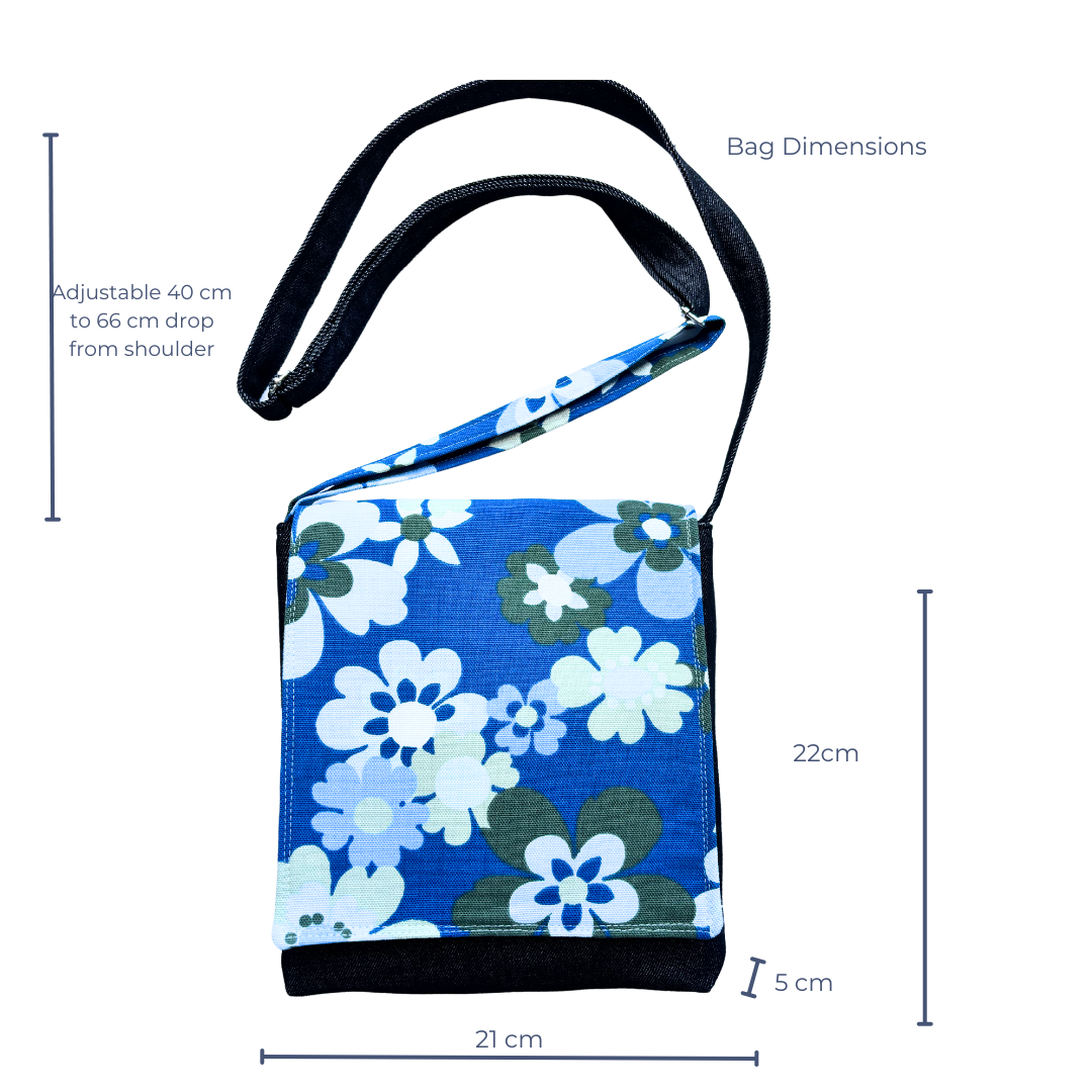 Fresh Flowers Cross Body Dark Denim Satchel