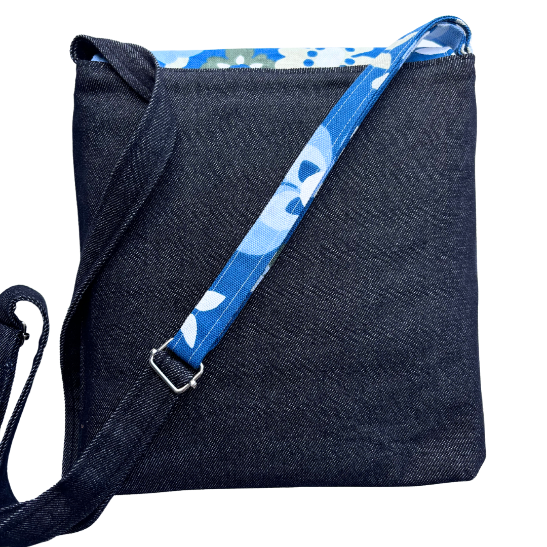 Fresh Flowers Cross Body Dark Denim Satchel