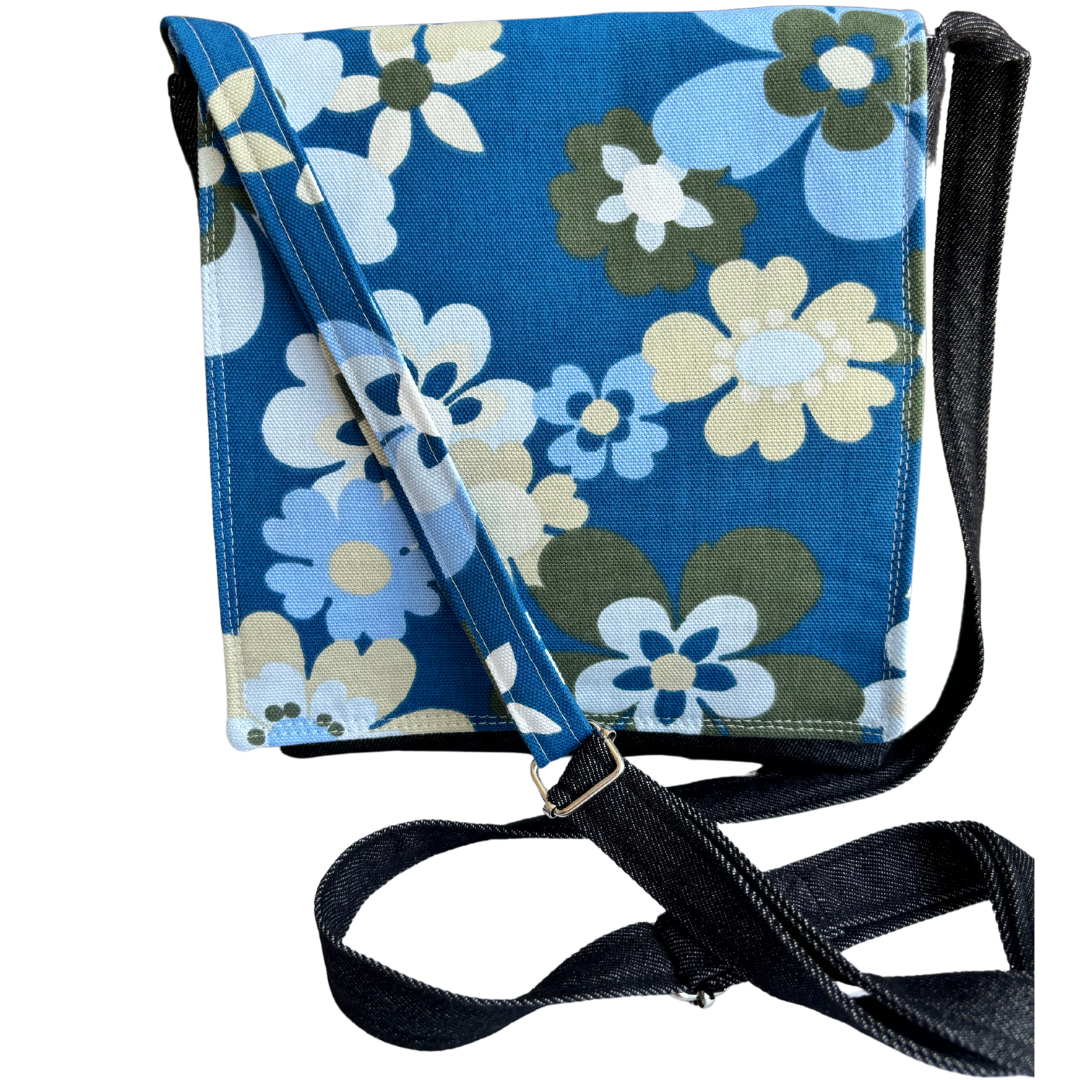 Fresh Flowers Cross Body Dark Denim Satchel