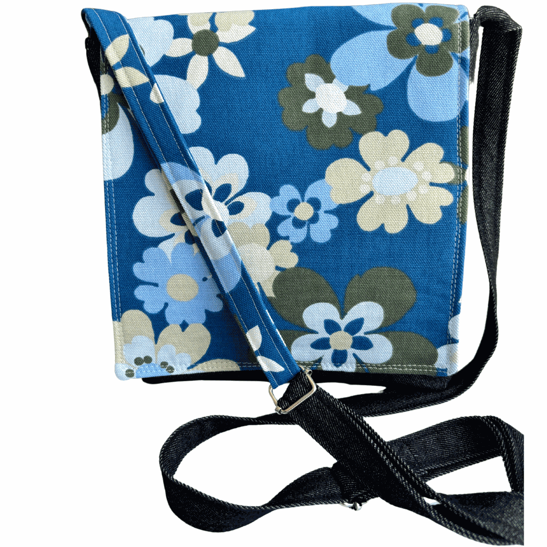 Fresh Flowers Cross Body Dark Denim Satchel
