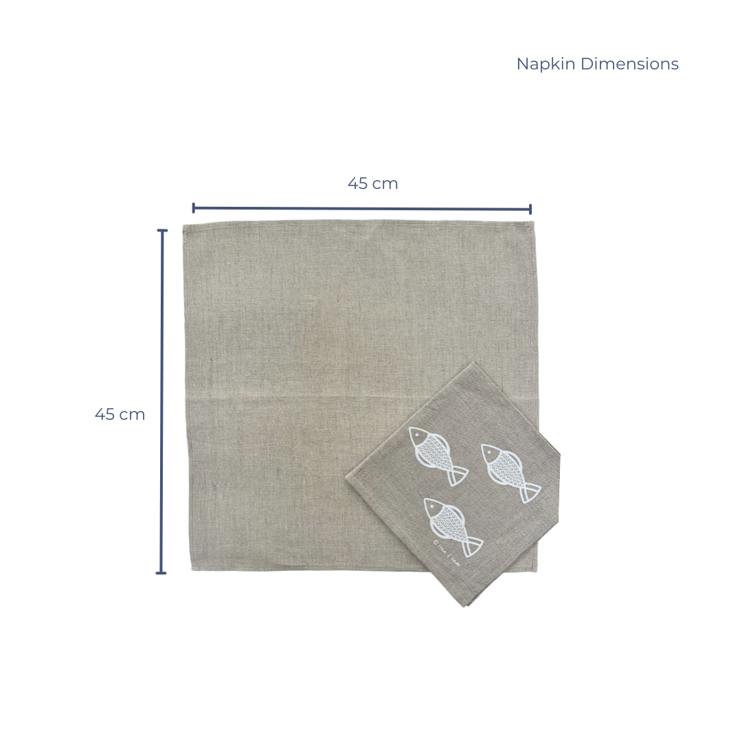 Loads of Fishes Linen Napkins - White (Set of 4)