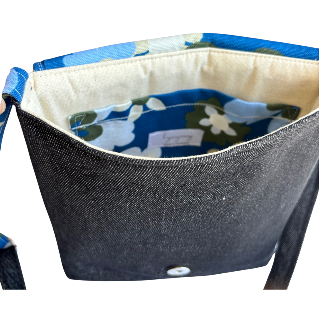 Fresh Flowers Cross Body Dark Denim Satchel