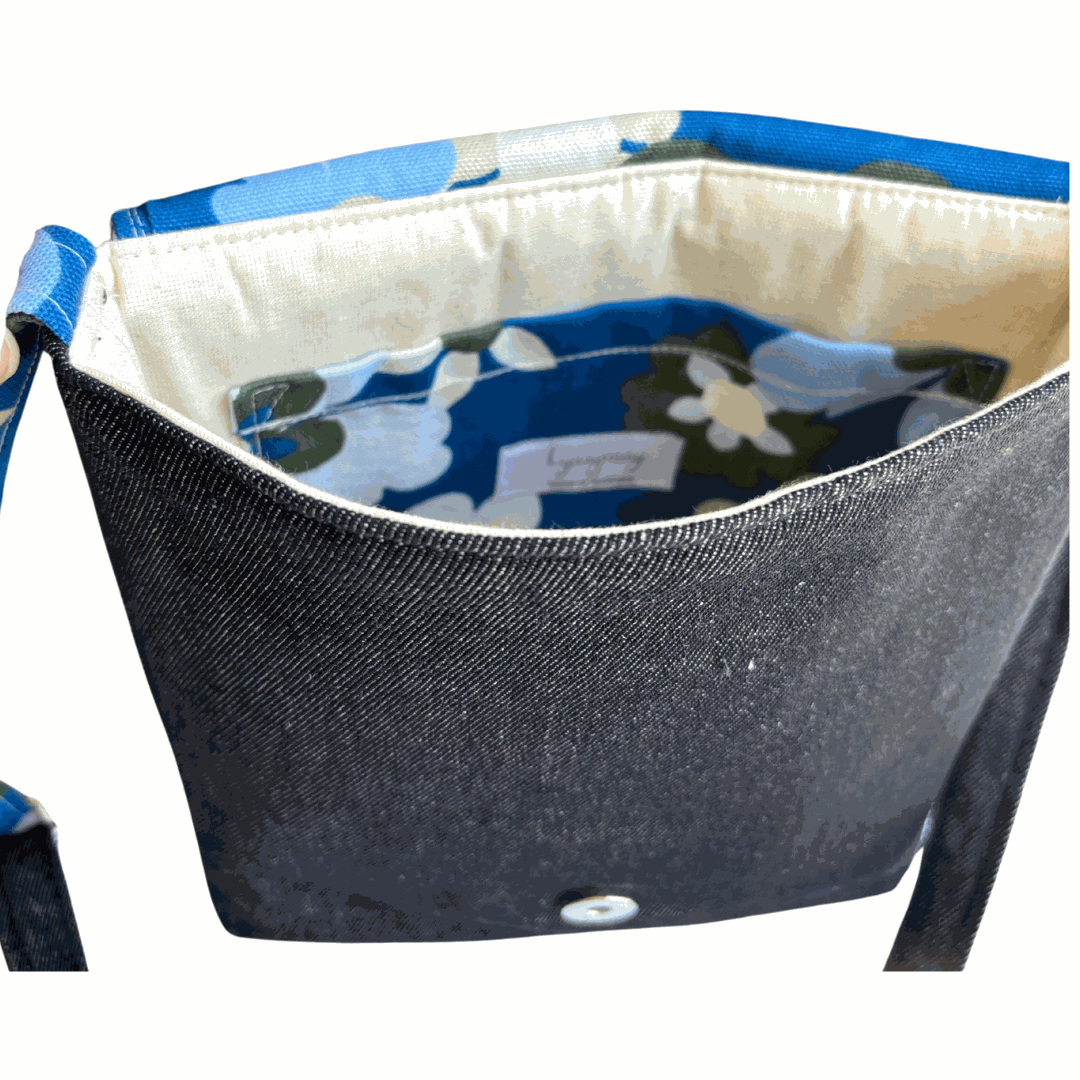 Fresh Flowers Cross Body Dark Denim Satchel