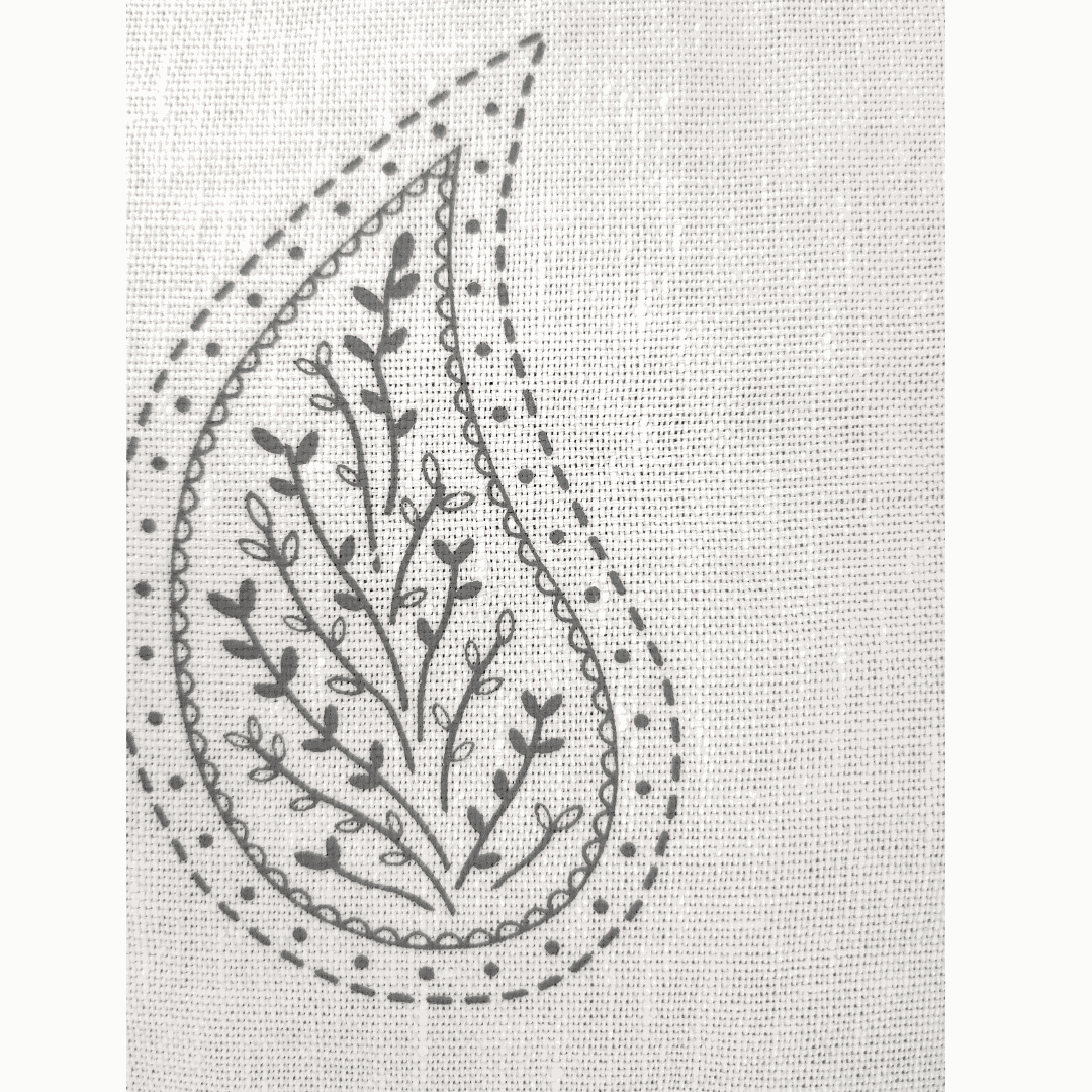 Paisley Parfait Cushion Cover - Grey on White Linen