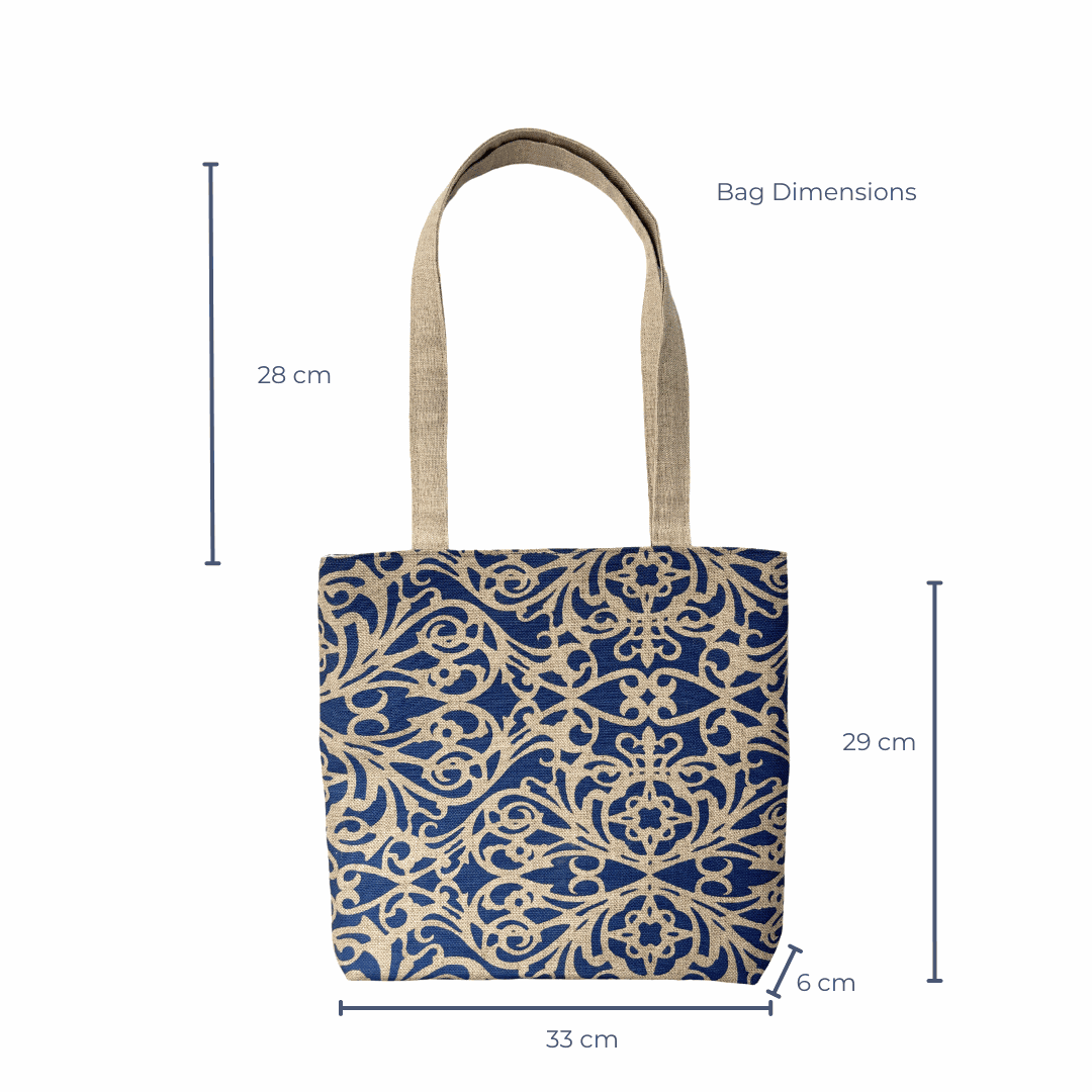 Sunday Denim Tote - Handprinted Linen