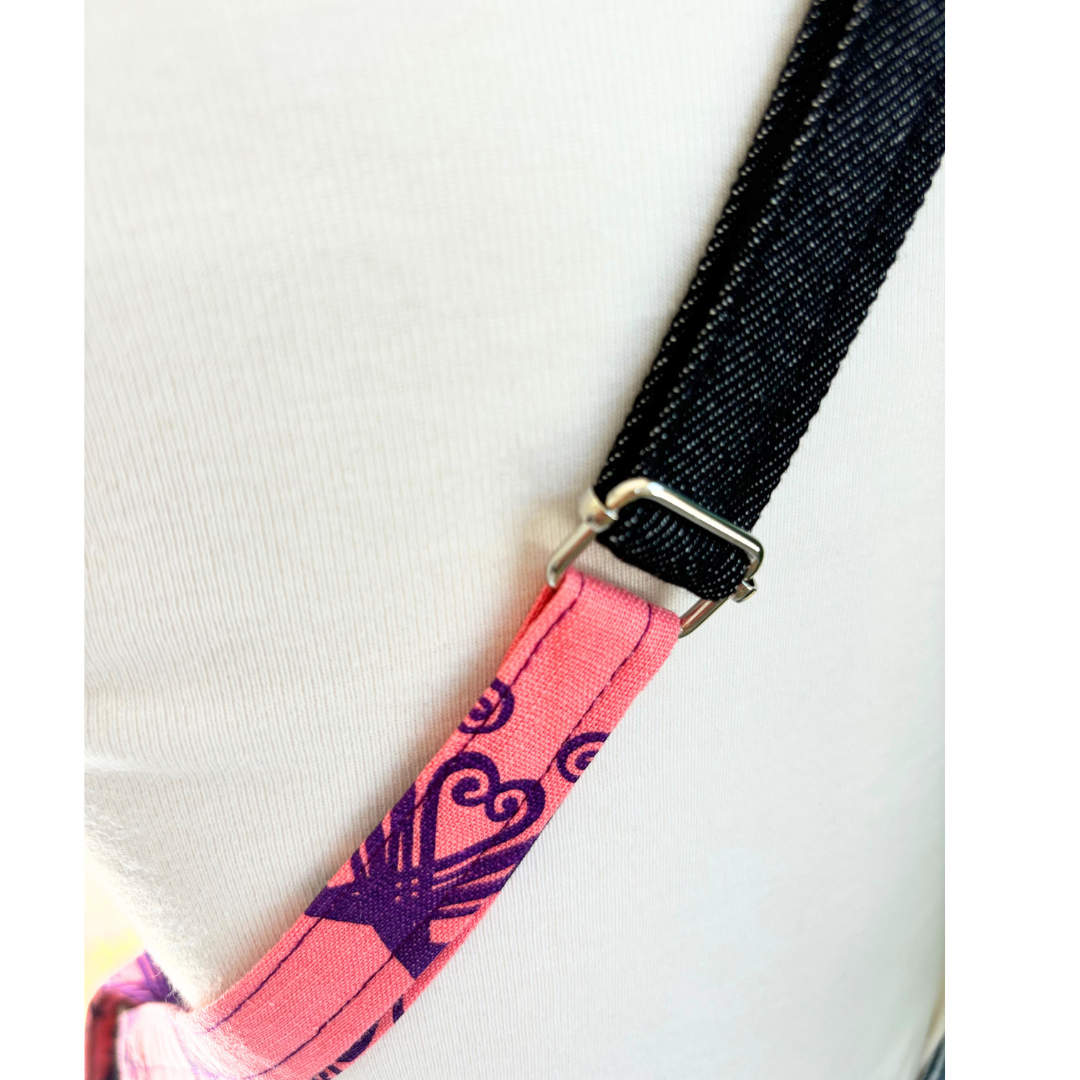 Peacocks in Purple Cross Body Dark Denim Satchel