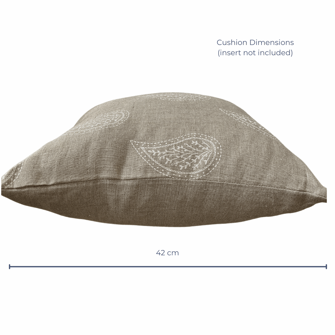 Paisley Parfait Cushion Cover - Handprinted on Natural Linen