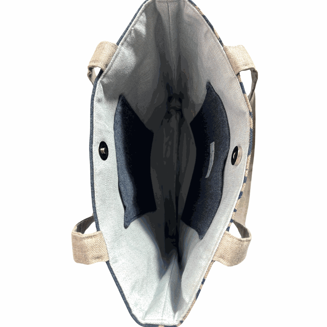 Sunday Denim Tote - Handprinted Linen