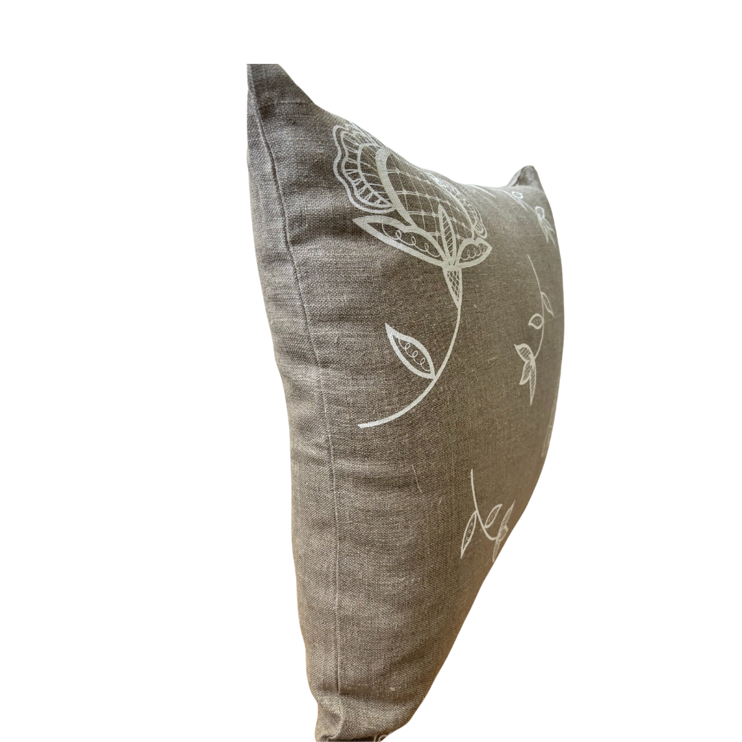 Bohemian Blooms Cushion Cover - Handprinted on Natural Linen