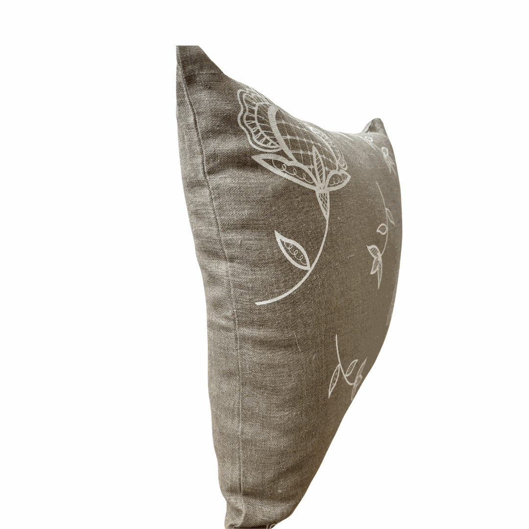 Bohemian Blooms Cushion Cover - Handprinted on Natural Linen