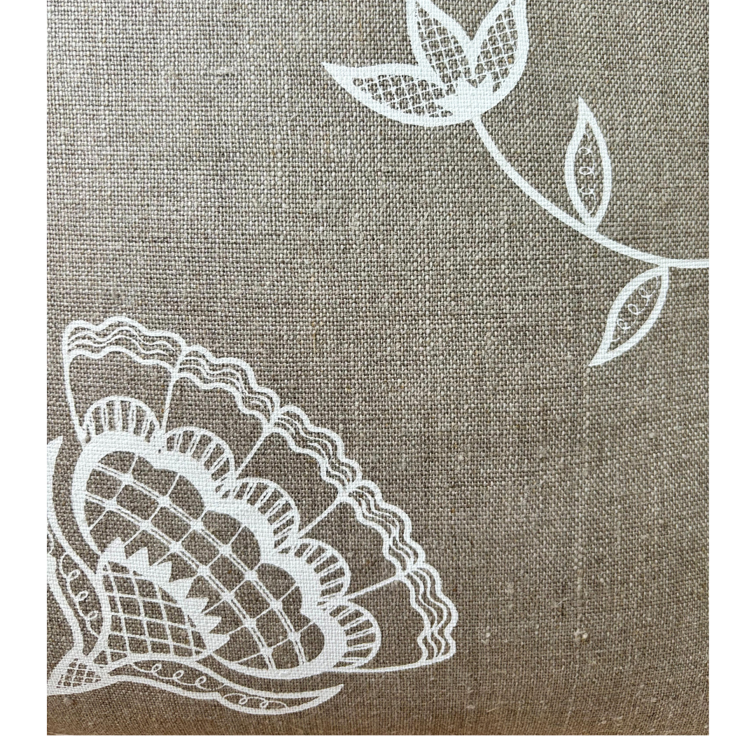 Bohemian Blooms Cushion Cover - Handprinted on Natural Linen