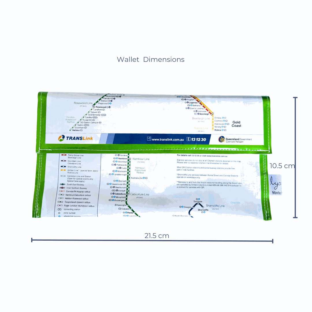 Recycled Street Map Wallet - Citytrain Brisbane Network