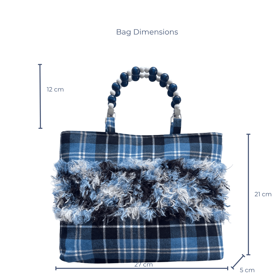 Clark Ancient Tartan Bag – Handknitted Panel & Beaded Handles