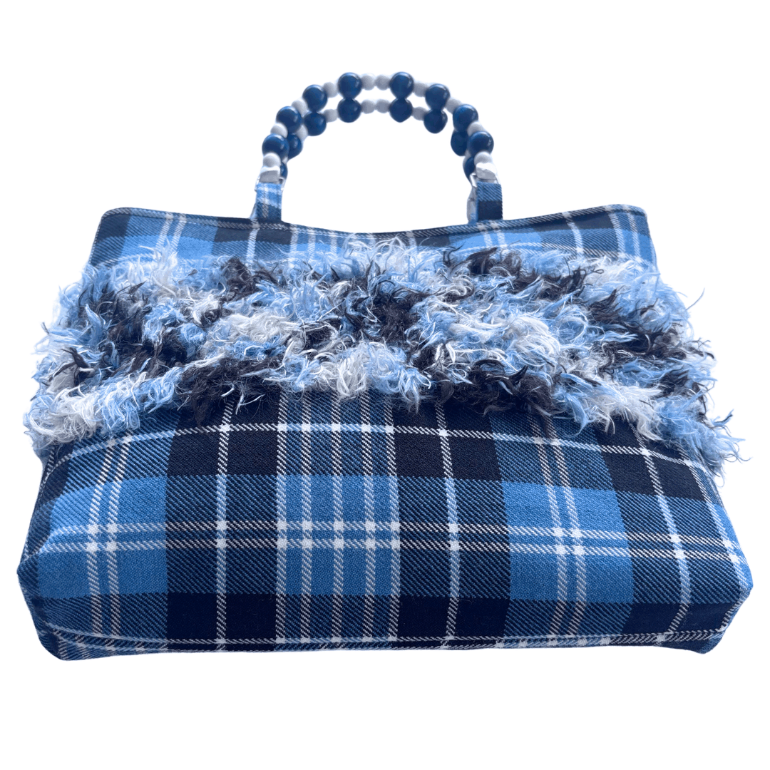Clark Ancient Tartan Bag – Handknitted Panel & Beaded Handles