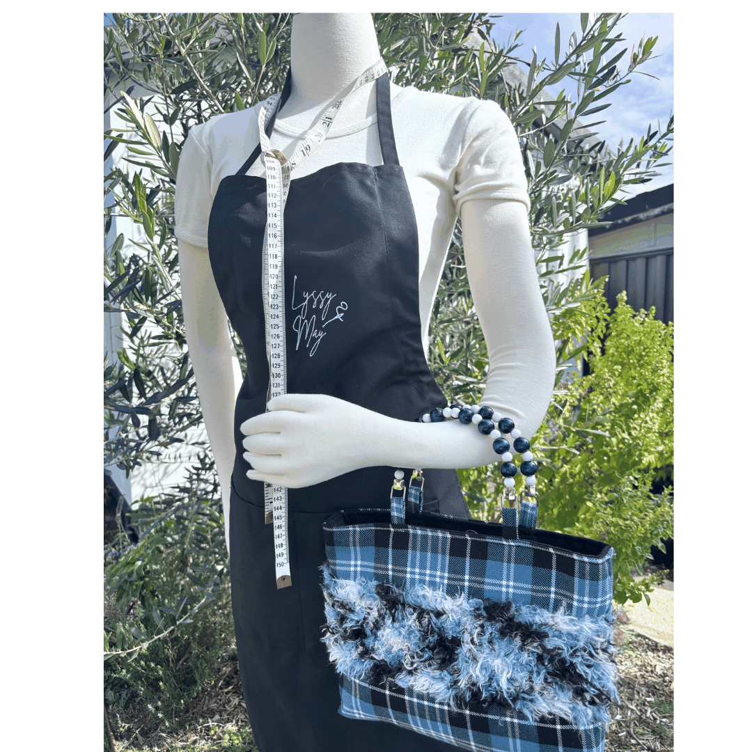 Clark Ancient Tartan Bag – Handknitted Panel & Beaded Handles
