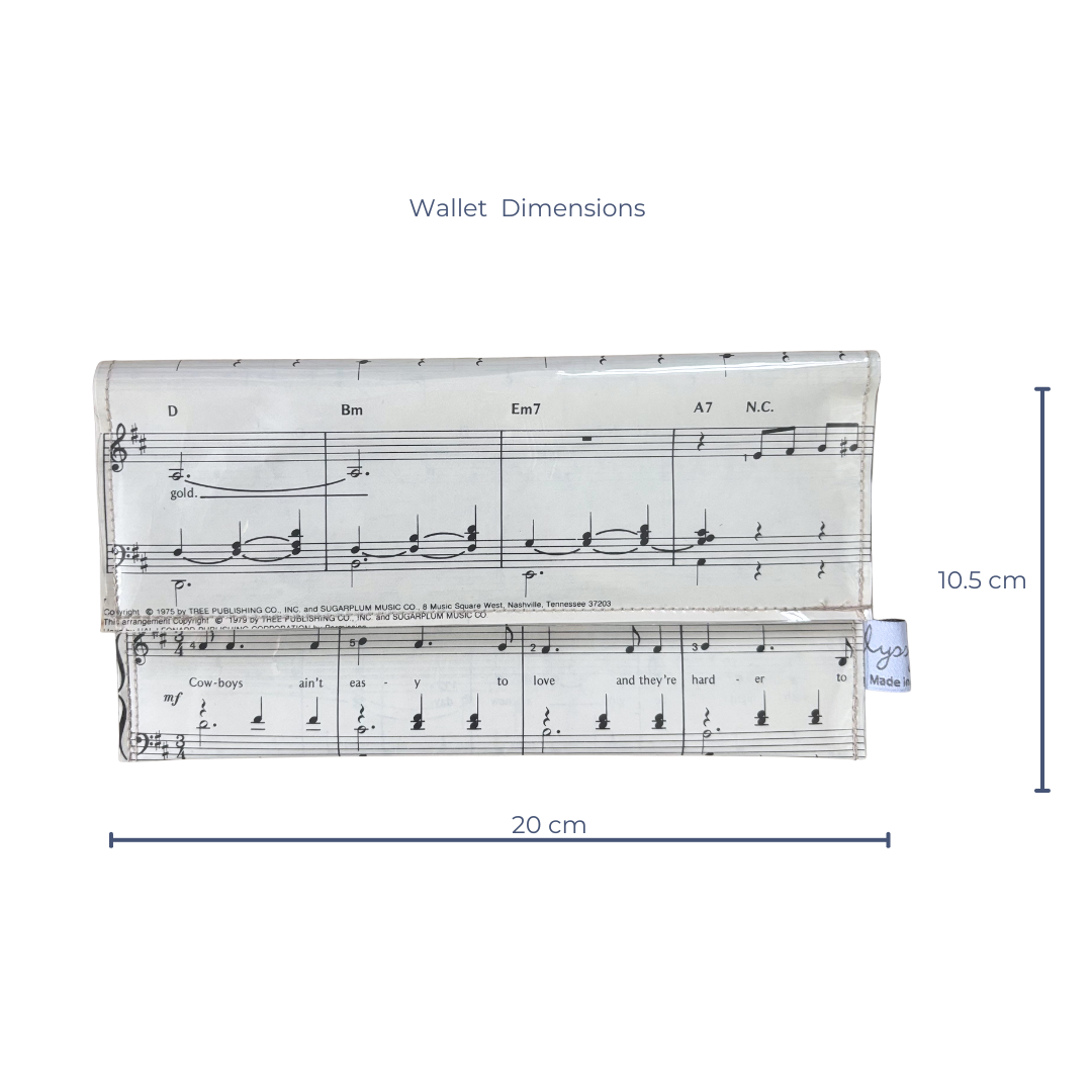 Vintage Sheet Music Wallet - "Mamas Don't Let Your Babies Grow up to be Cowboys"