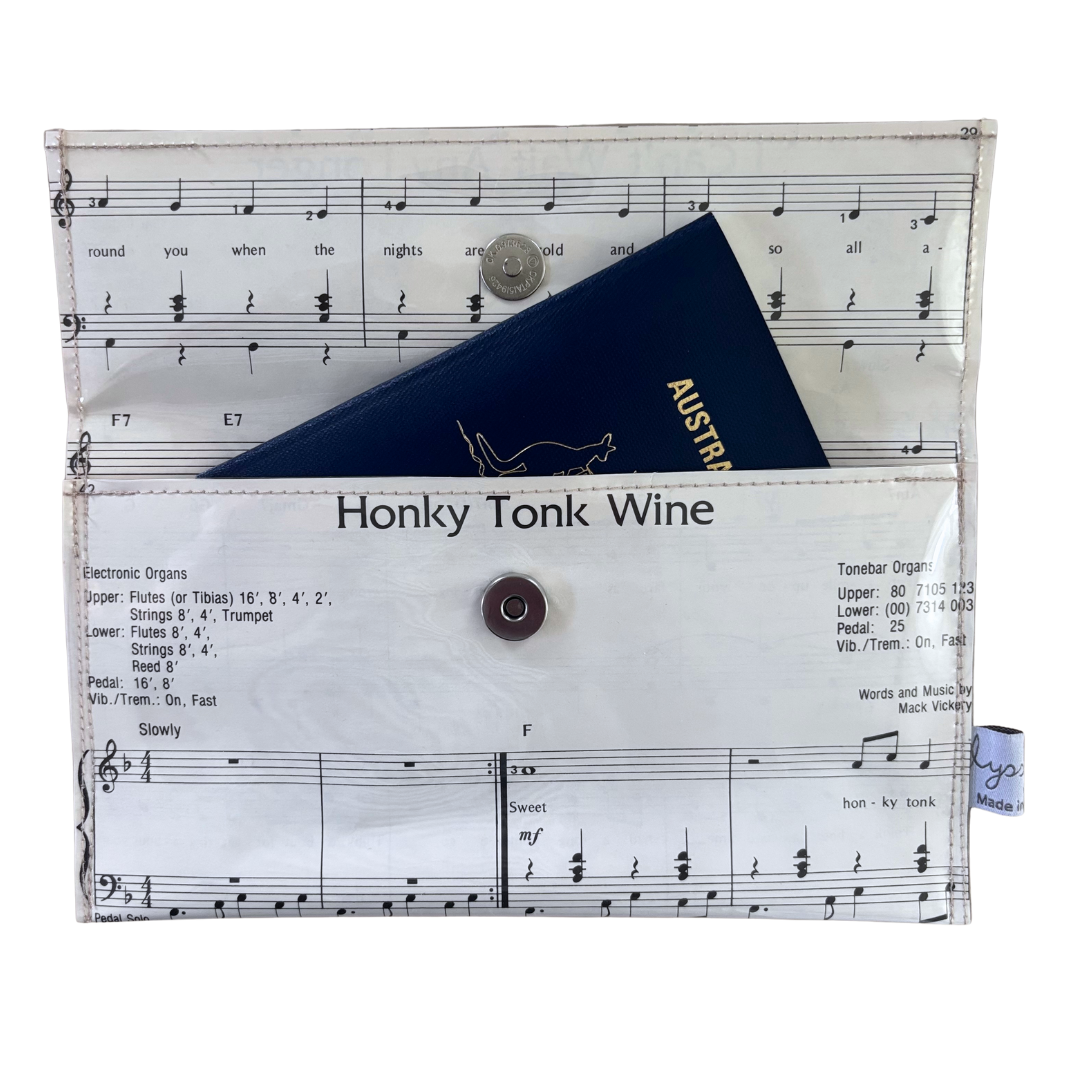 Vintage Sheet Music Wallet - "Honky Tonk Wine"