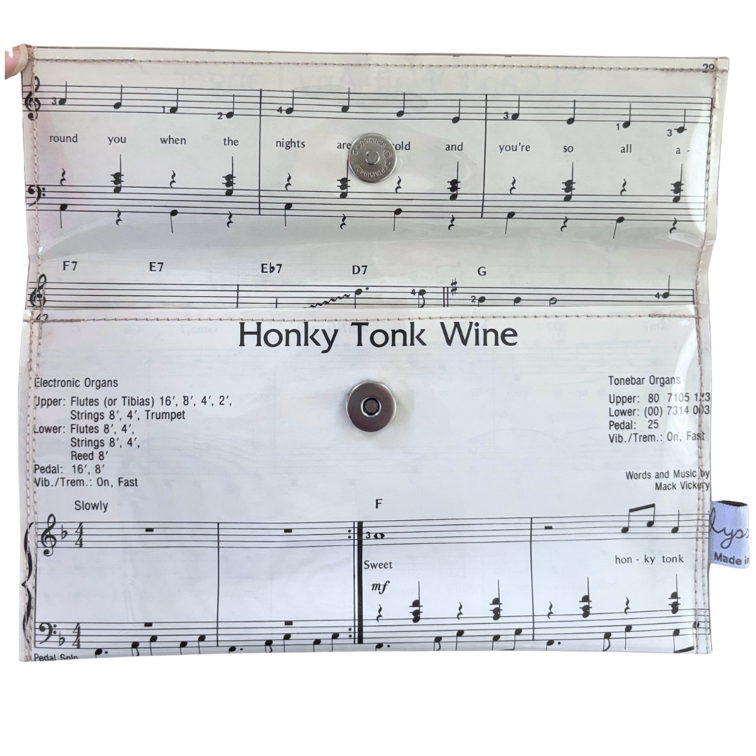 Vintage Sheet Music Wallet - "Honky Tonk Wine"
