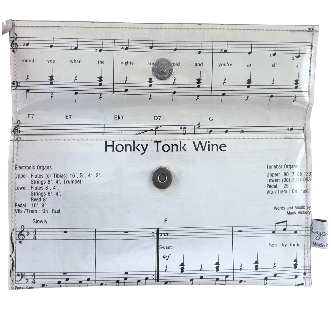 Vintage Sheet Music Wallet - "Honky Tonk Wine"