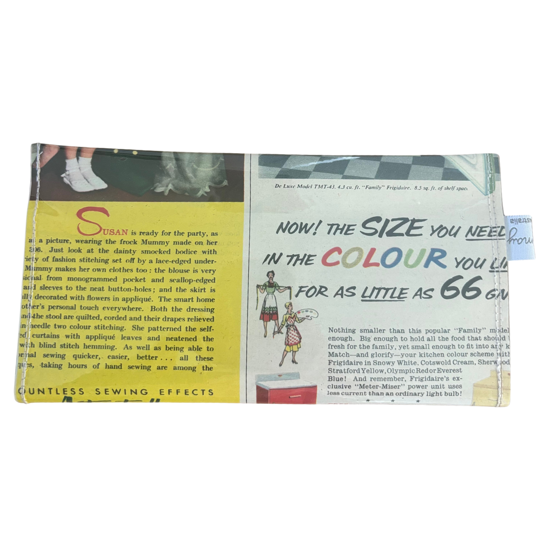 Vintage 1950's magazine wallet - Sewing with a Singer machine