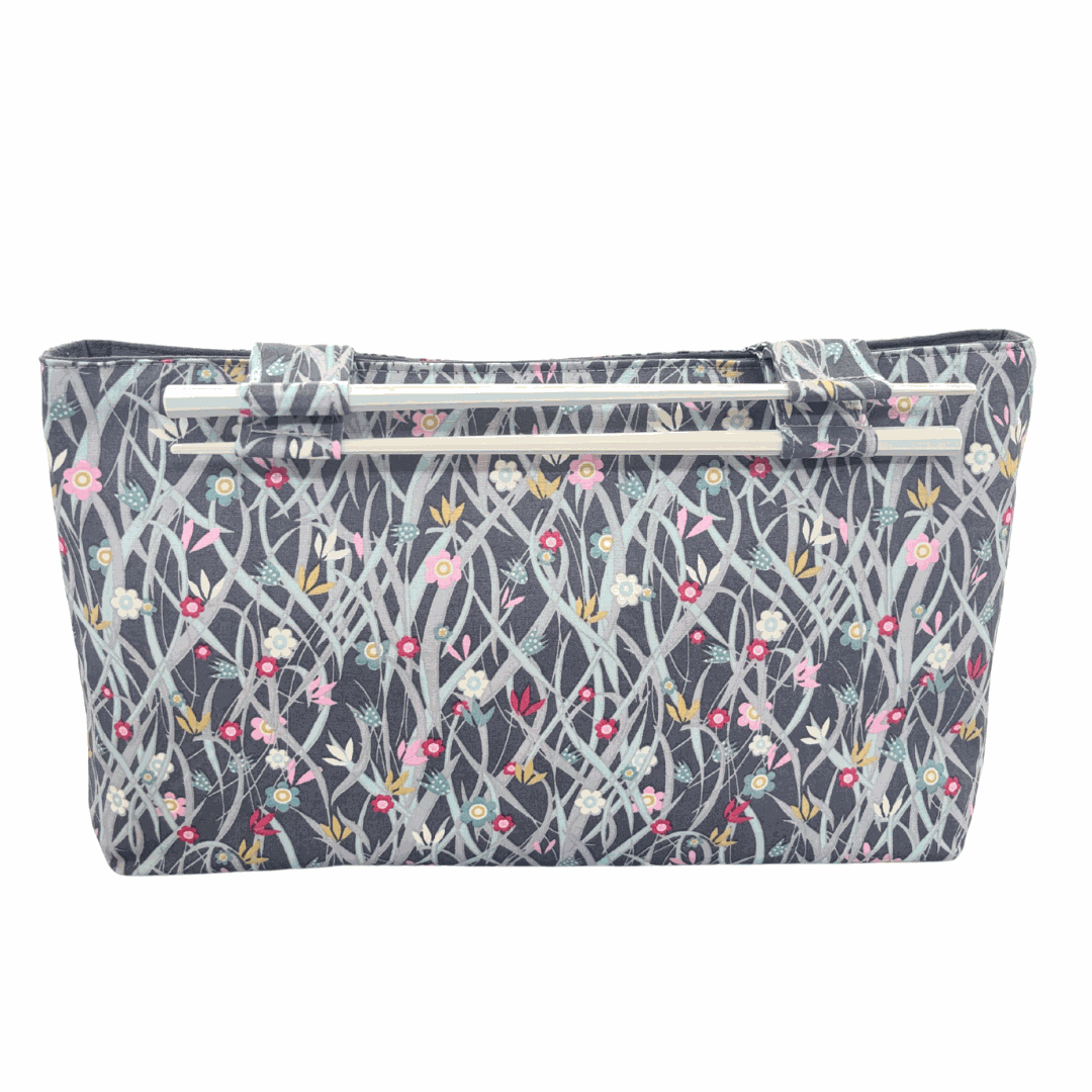 Patsy clutch bag with Liberty fabric floral print and Japanese resin chopstick handles