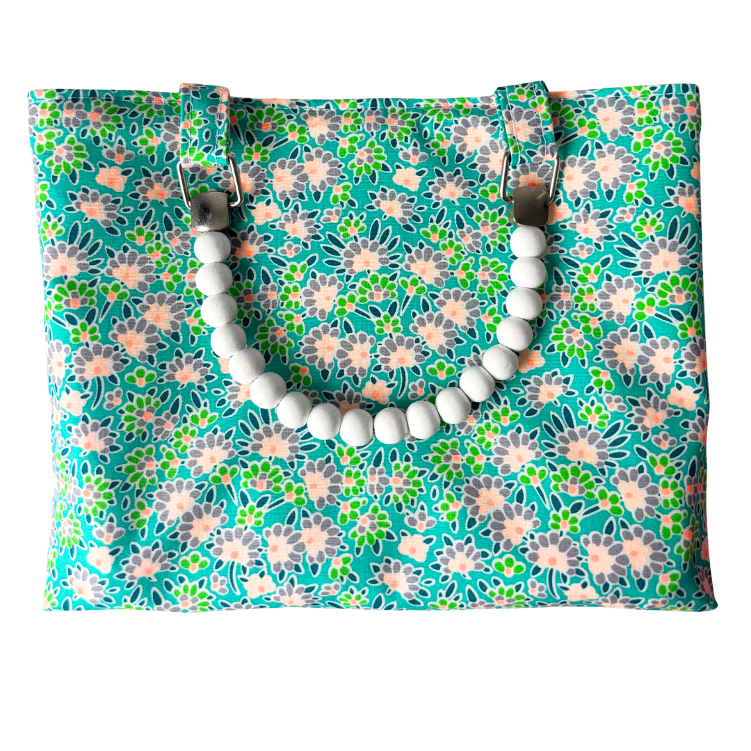 Charlotte in Green Floral Mini Fabric Bag + Matching Zip Purse