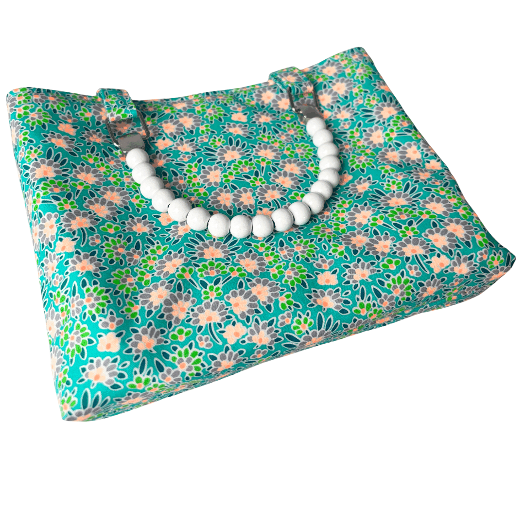Charlotte in Green Floral Mini Fabric Bag + Matching Zip Purse