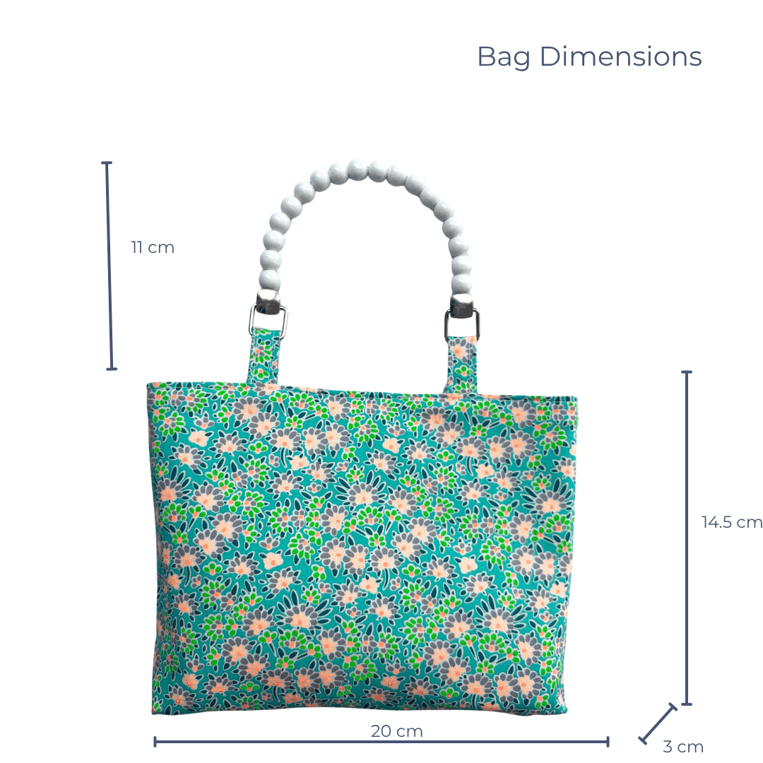 Charlotte in Green Floral Mini Fabric Bag + Matching Zip Purse